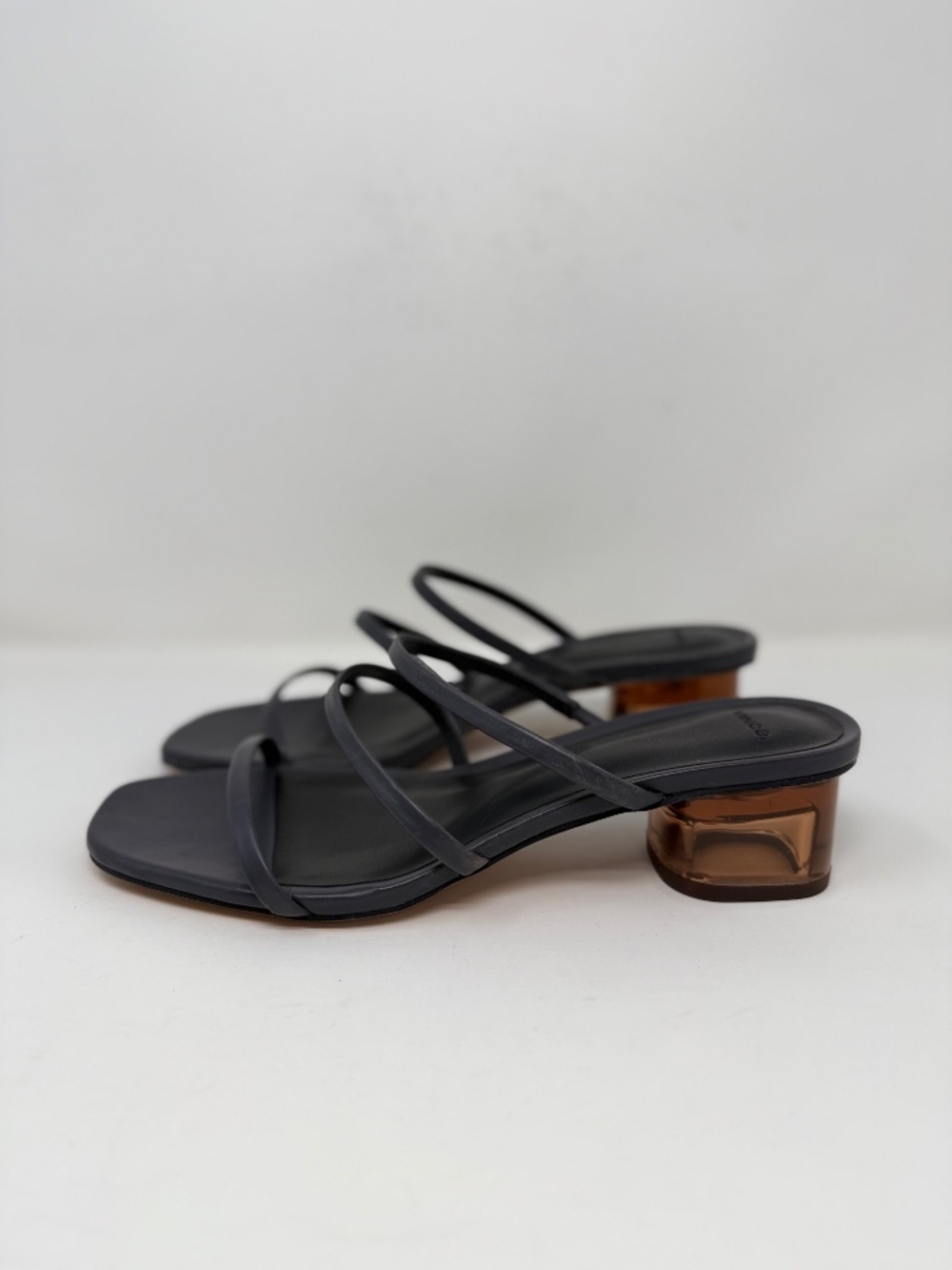 New Vince Palm Springs Leather Heeled Sandal In Iris Slate Sz 7.5 - Picture 8 of 14